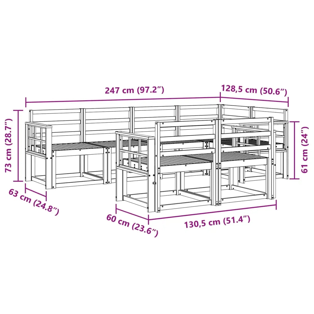 Set di divani da esterno 7 pcs Bianco Legno di Acacia Massello 3387778