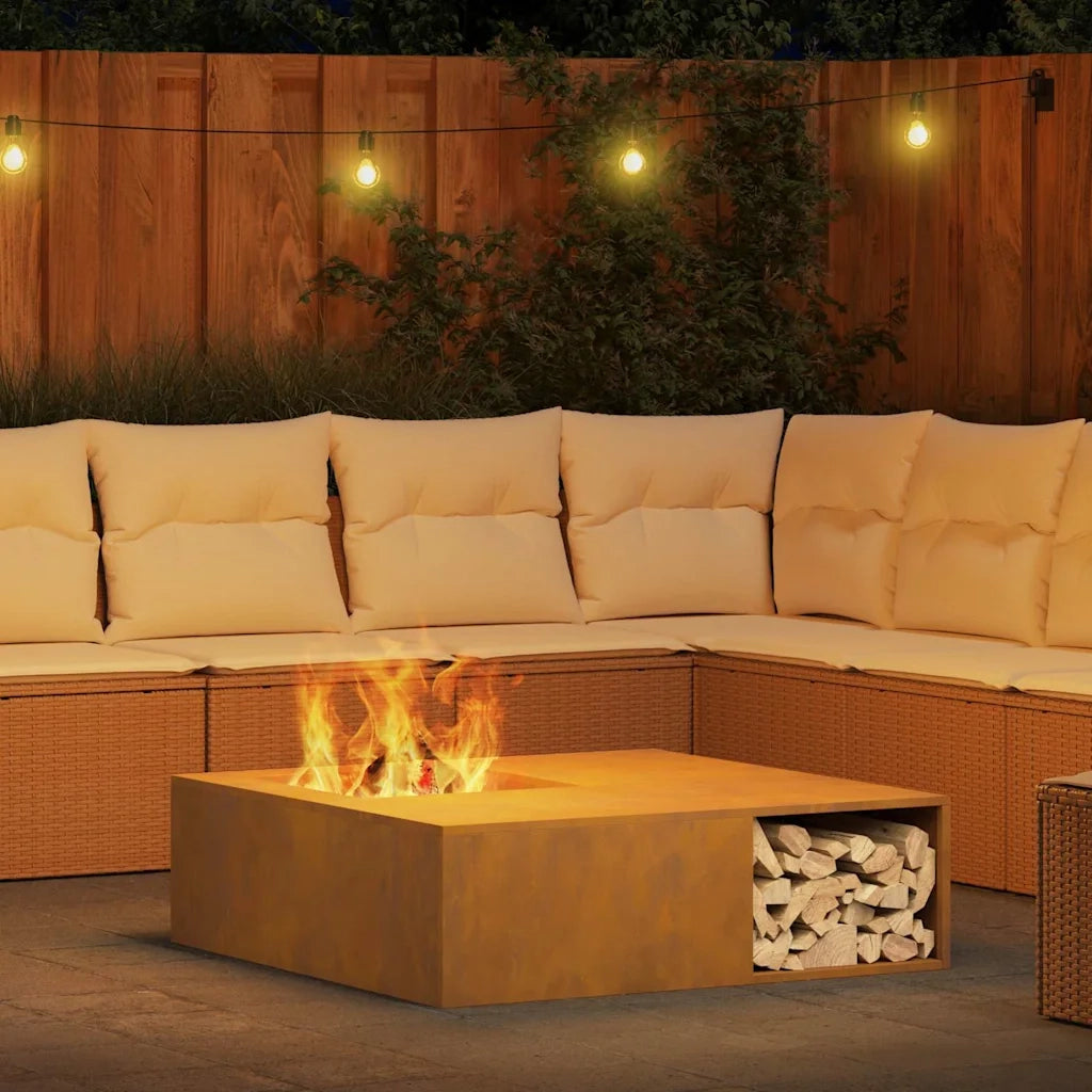 Focolare-Stufa-Camino Marrone 100 x 100 x 30 cm acciaio corten