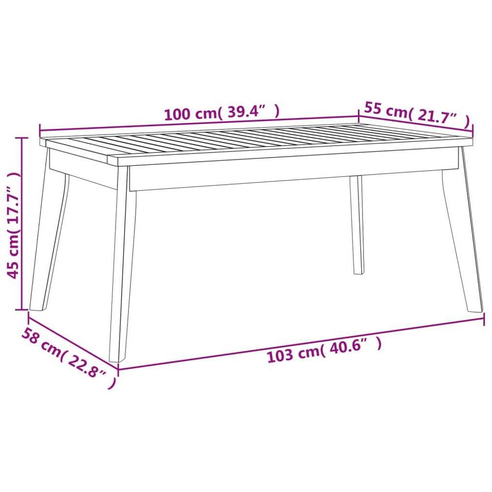 Garden Dining Table 100x55x45 Cm Solid Acacia Wood