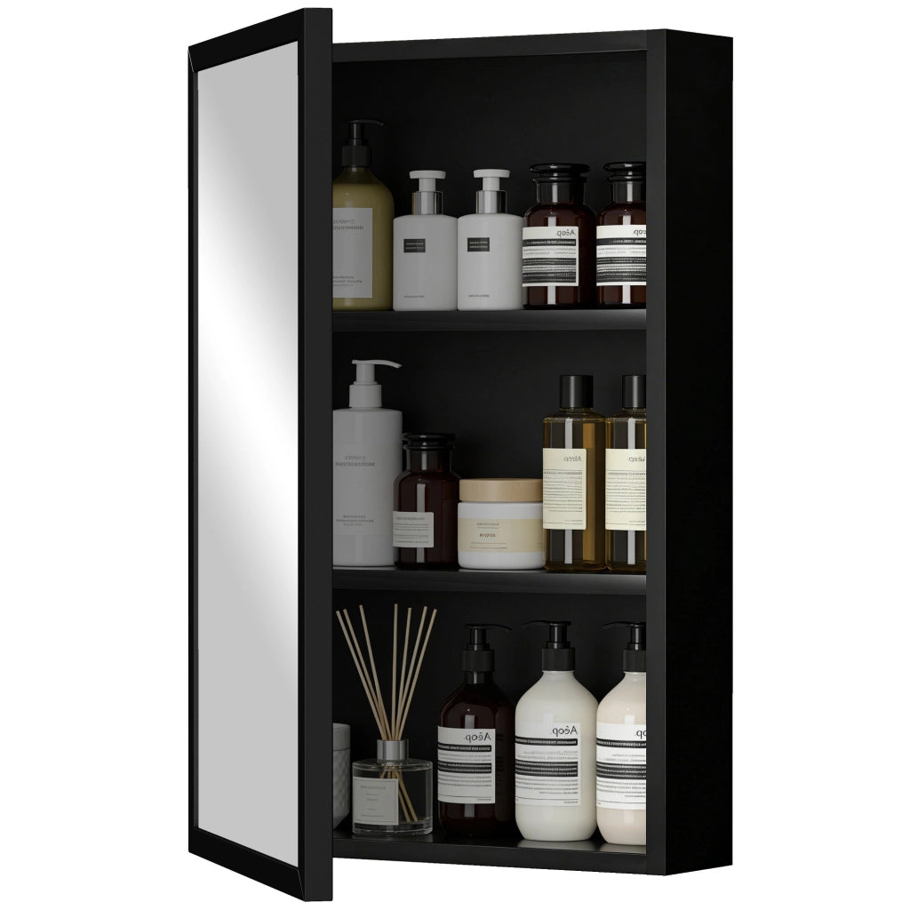Armadietto Specchio Mobile Bagno Sottolavabo ¨C Zephmum ¨C Nero 40x12x60cm