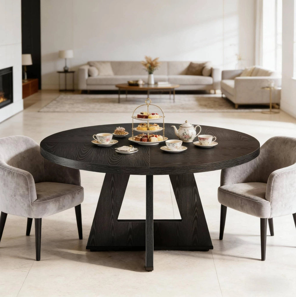 Tavolo da pranzo rotondo Ø120 cm nero in legno ingegnerizzato