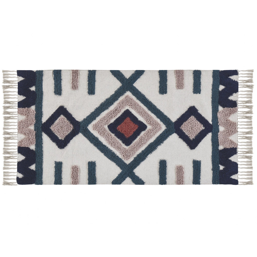 Tappeto di cotone Multicolore con motivo geometrico fatto a mano 80 x 150 cm