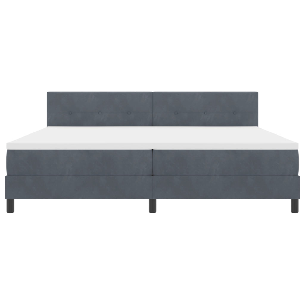 Letto Box Spring con Materasso e LED Grigio Scuro 200x200 cm Velluto