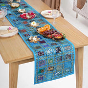 Tappeto da tavolo decorativo in stile Rajasthani a mano ricamato con cotone colorato e lussuoso per il caffè, 30x182 cm