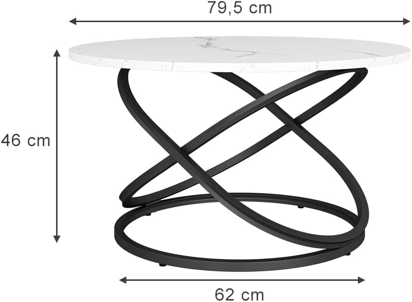 Tavolino Calgary, Bianco, 79.5 x 46 cm con ampia superficie di lavoroda utilizzare come piano d'appoggio o di lavoro nella zona giorno