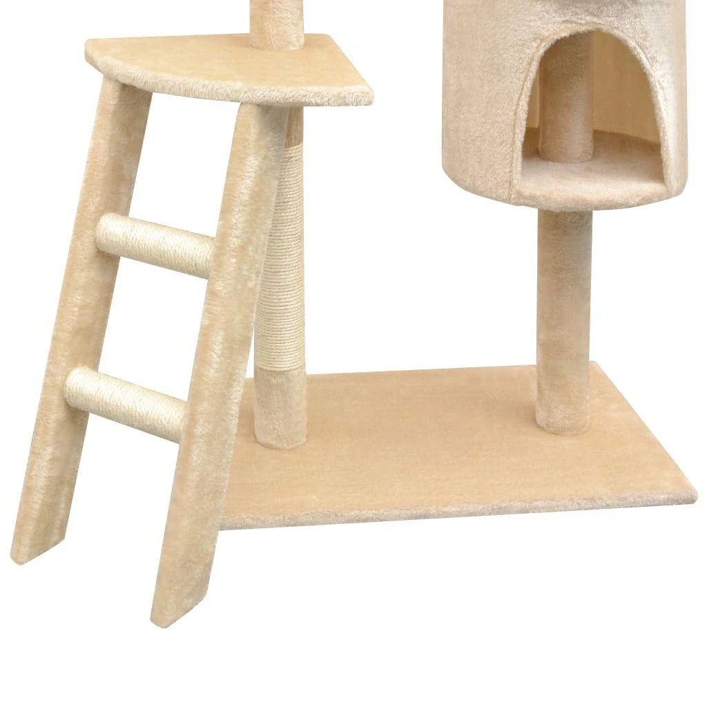 Tiragraffi albero per gatti cuccia per gatti giocattolo peluche sisal 150 cm beige 3702073