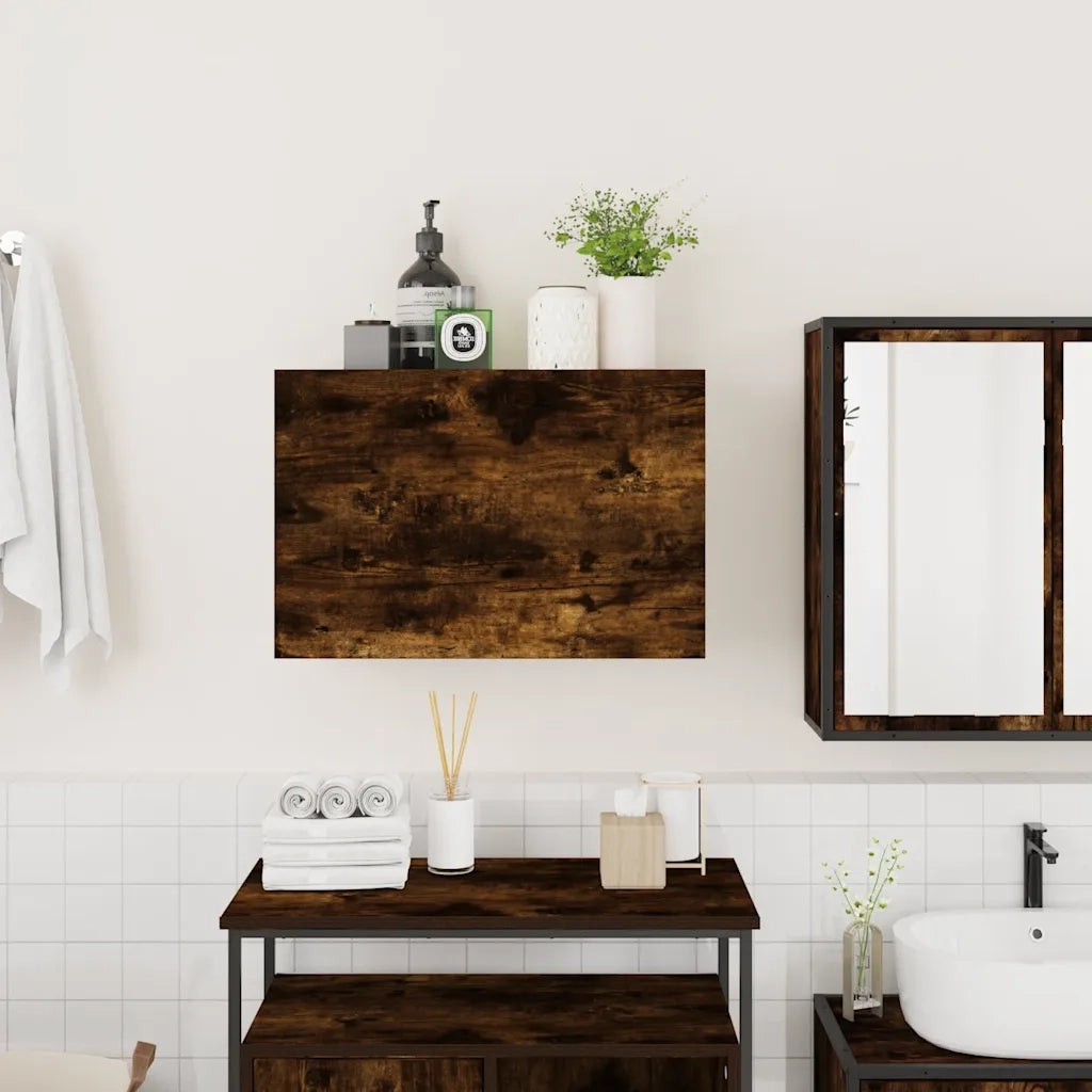 Armadietto Bagno Rovere Fumo 60x25x40 cm in Legno Multistrato