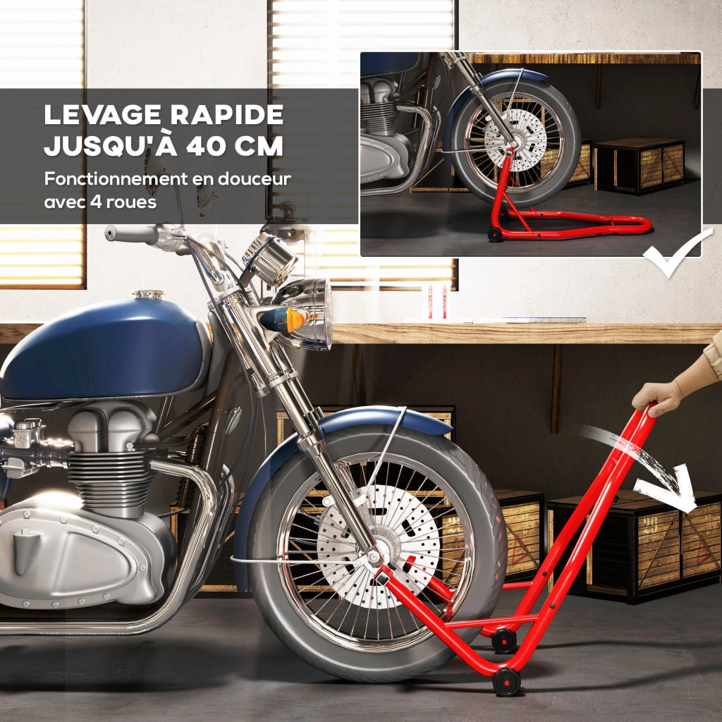 Cavalletto Moto Posteriore ¨C Zephmum ¨C Rosso, 150 kg, Forcelle Regolabili