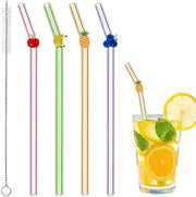 Riciclaggio di Rietti in Vetro 4 Pezzi - Rietti Colorati - Rietti Riciclabili - Resistenti alla Lavastoviglie - Incluso Spazzolino di Pulizia - Vetro Borosilicato