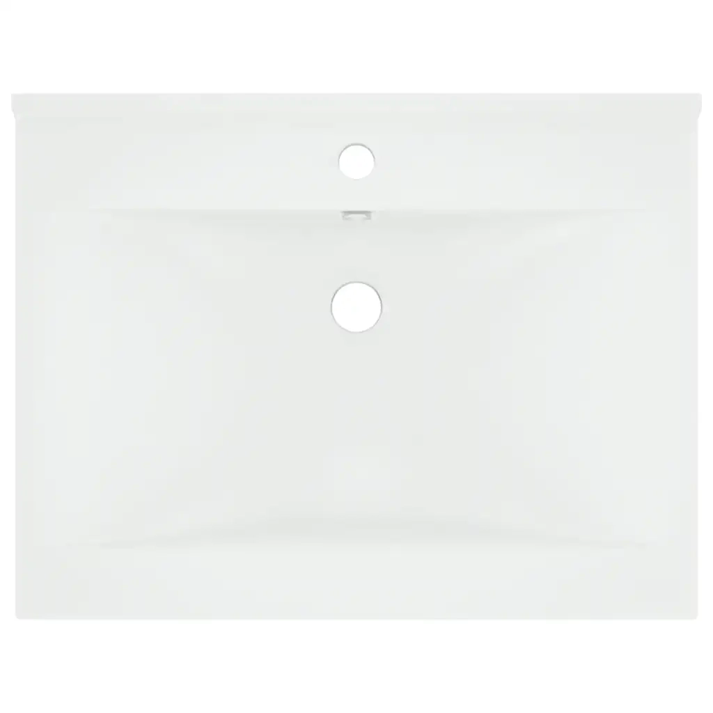 Lavandino-Lavello con Foro Rubinetto Bianco Opaco 60x46 cm in Ceramica