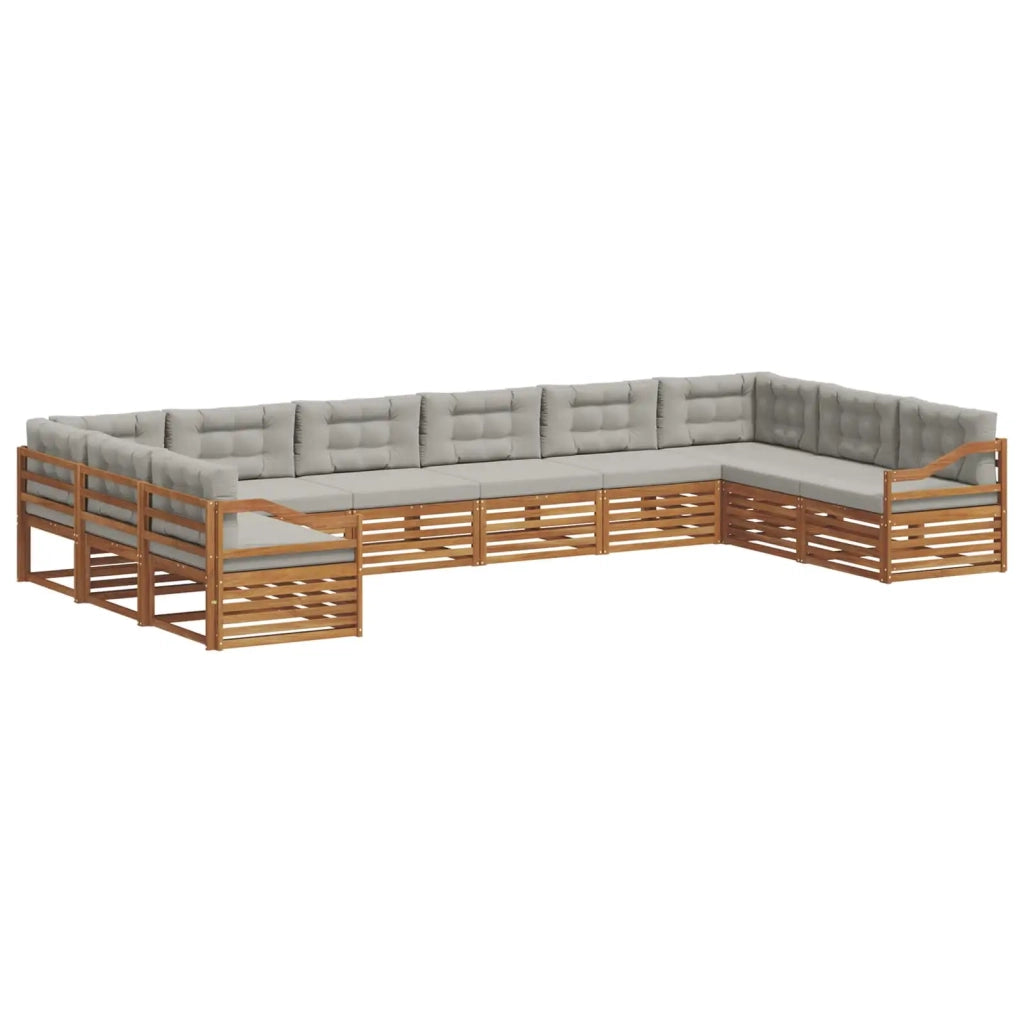 Set divani con cuscino 10 pcs Grigio Naturale e Chiaro