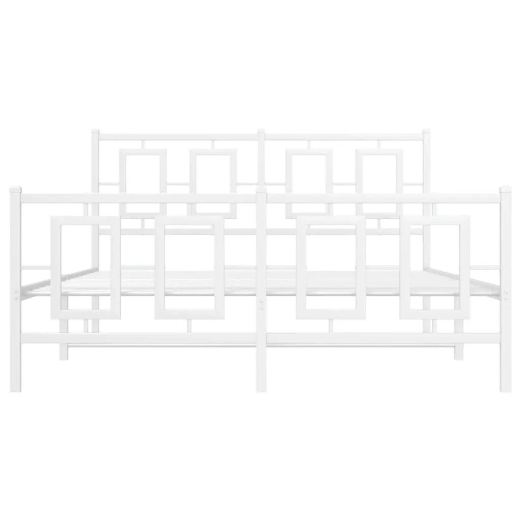 Giroletto con Testiera e Pediera-Struttura Letto Metallo Bianco 140x190 cm 528724