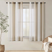 Set di tende da finestra da 2 pezzi - Translucido/Striscia - Moderno - Semi-Translucido - Voile - Tessuto a trama leggera - Disegno di tessuto trasparente - Decorazione per finestre