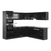 Vicco Cucina angolare completa Nero lucido/antracite 237 x 247 cm , PL Antracite