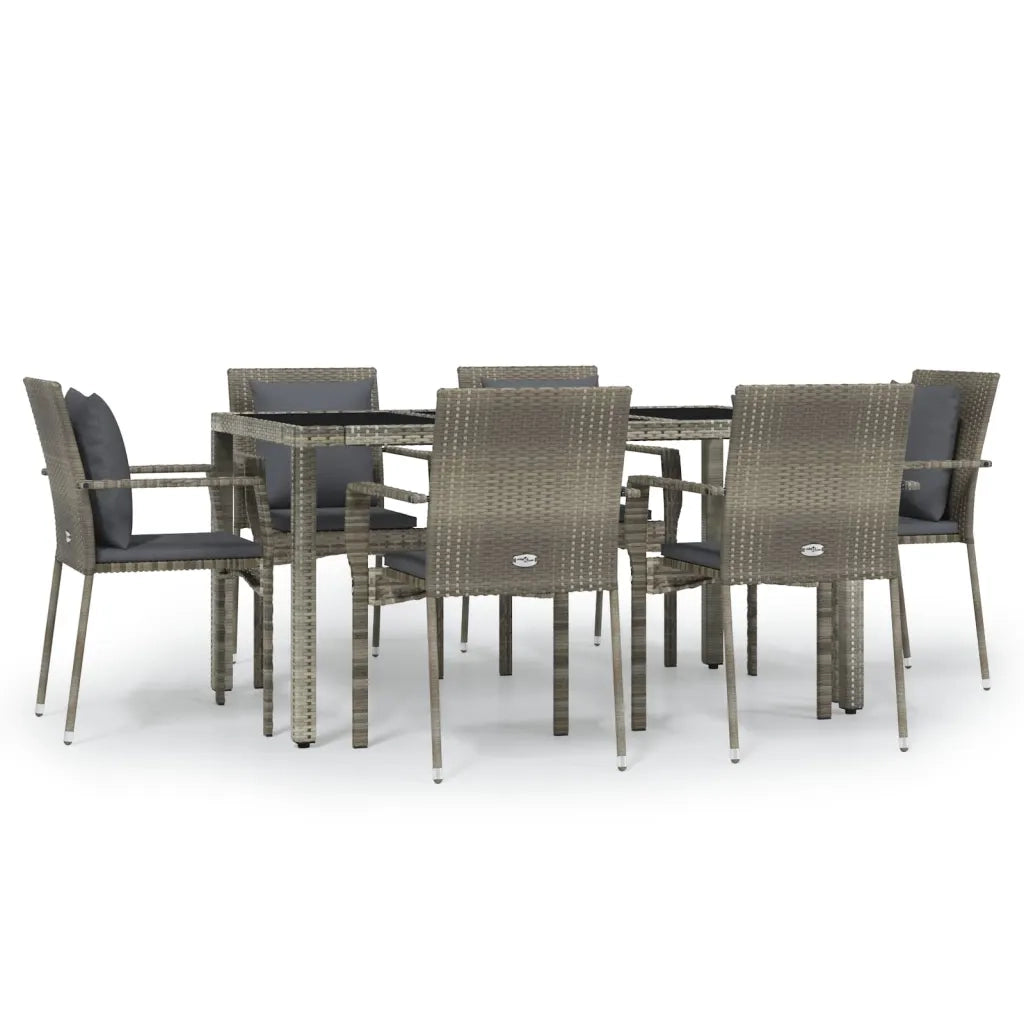 Set da Pranzo da Giardino 7 pz con Cuscini in Polyrattan Grigio 3157960