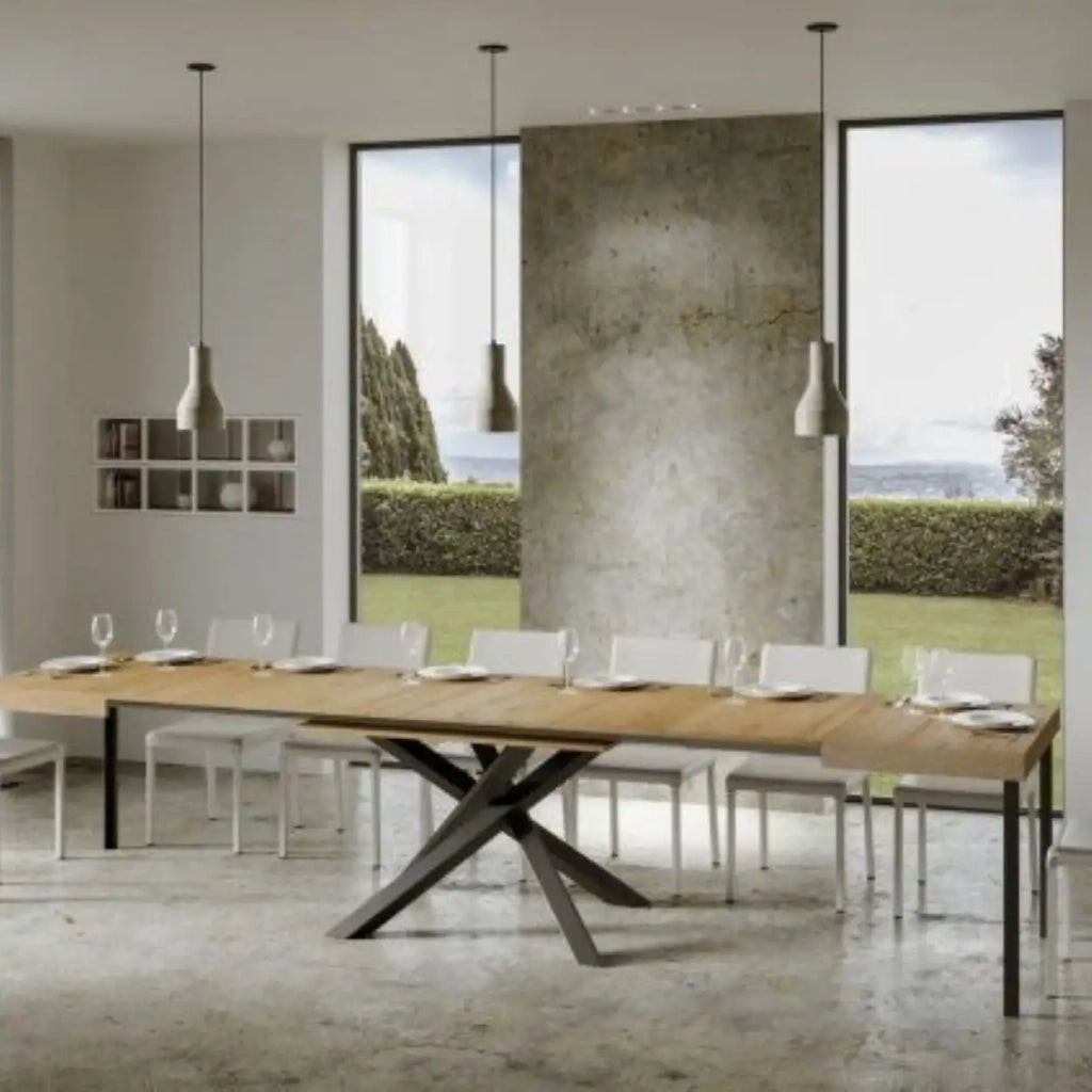 Tavolo allungabile 180/440x90 cm Volantis colore quercia natura gambe antracite
