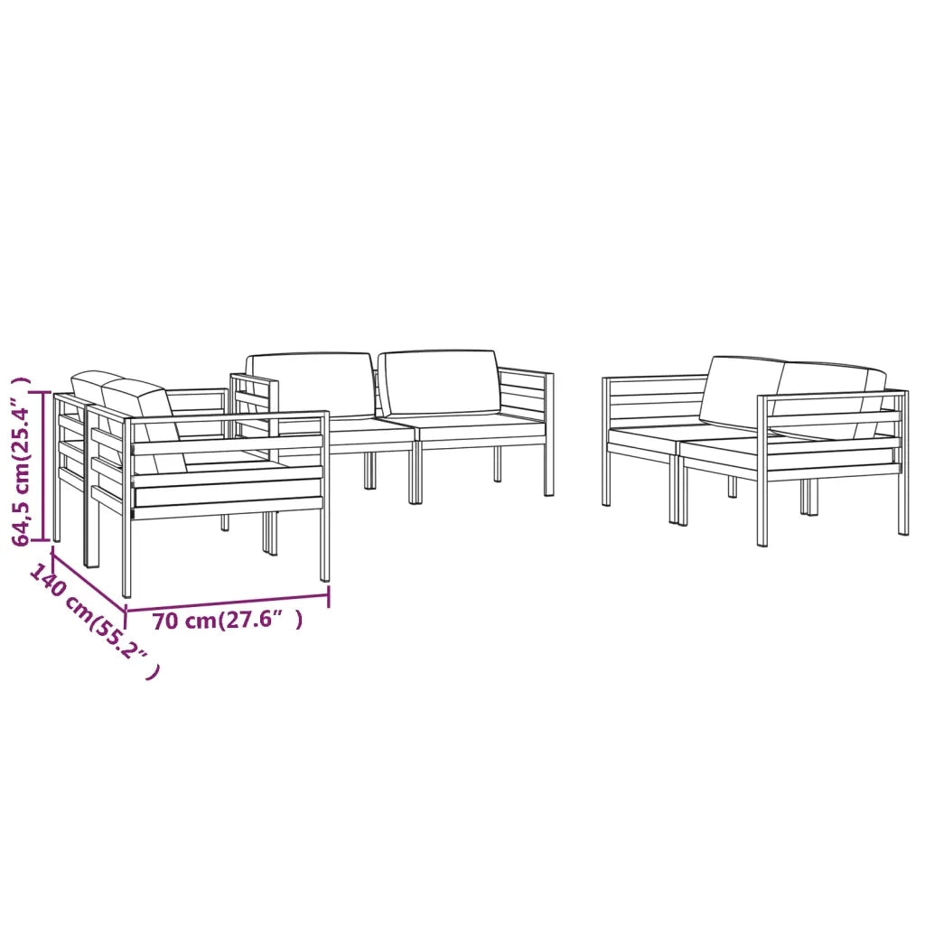 Set Divani da Giardino 6 pz con Cuscini in Alluminio Antracite cod mxl 35799