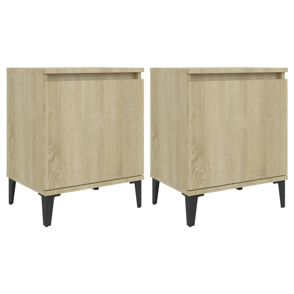 Comodini con Gambe in Metallo Rovere Sonoma 40x30x50 cm 805840