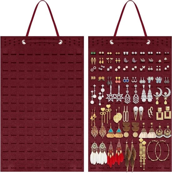Organizzatore di accessori da pendente pieghevole - Registrello per orecchini rosso per donne e ragazze - Supporta fino a 300 paia