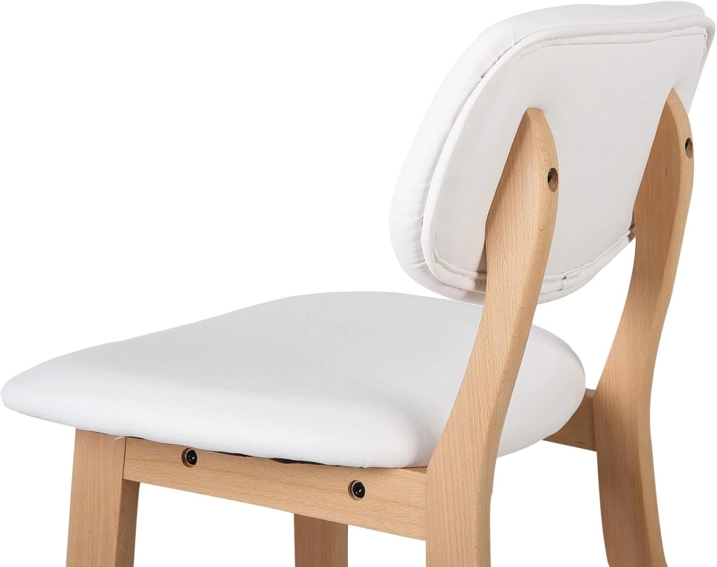 Sgabelli da Bar Sedia Alta Cucina con Schienale Poggiapiedi PU Gambe di Faggio Comodo Bianco 4 Pezzi, BH51ws-4