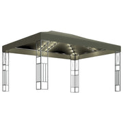 Gazebo | Pergolato con Luci a Stringa LED 3x4 m in Tessuto Grigio Talpa