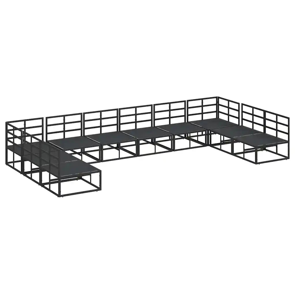 Set Divano da Giardino con cuscino 10 pcs Nero Alluminio 3378902