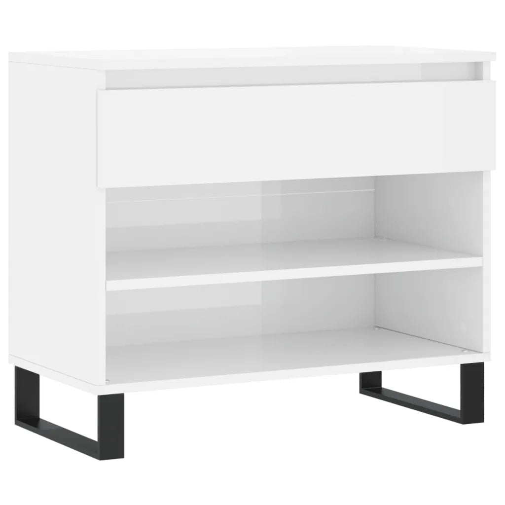 Scarpiera-Scaffale per scarpe Bianco Lucido 70x36x60 cm in Legno Multistrato