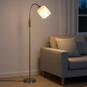 ZMH Lampada da terra vintage argento E14 paralume tessuto arco 360° per soggiorno studio