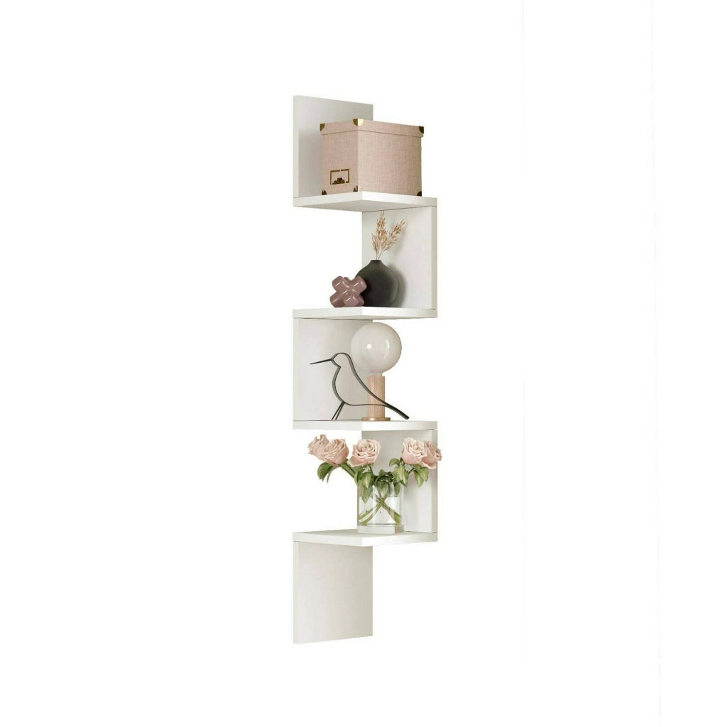 Mensola Pawan, Scaffale, Ripiano a muro, Scaffalatura multiuso, 22x22h117 cm, Bianco
