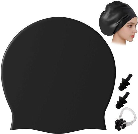 Badmuts Unisessuali - Impermeabili in Silicone - Grande con Auricolari - Protegge i Capelli Lunghi - Ideali per lo Sciamblo