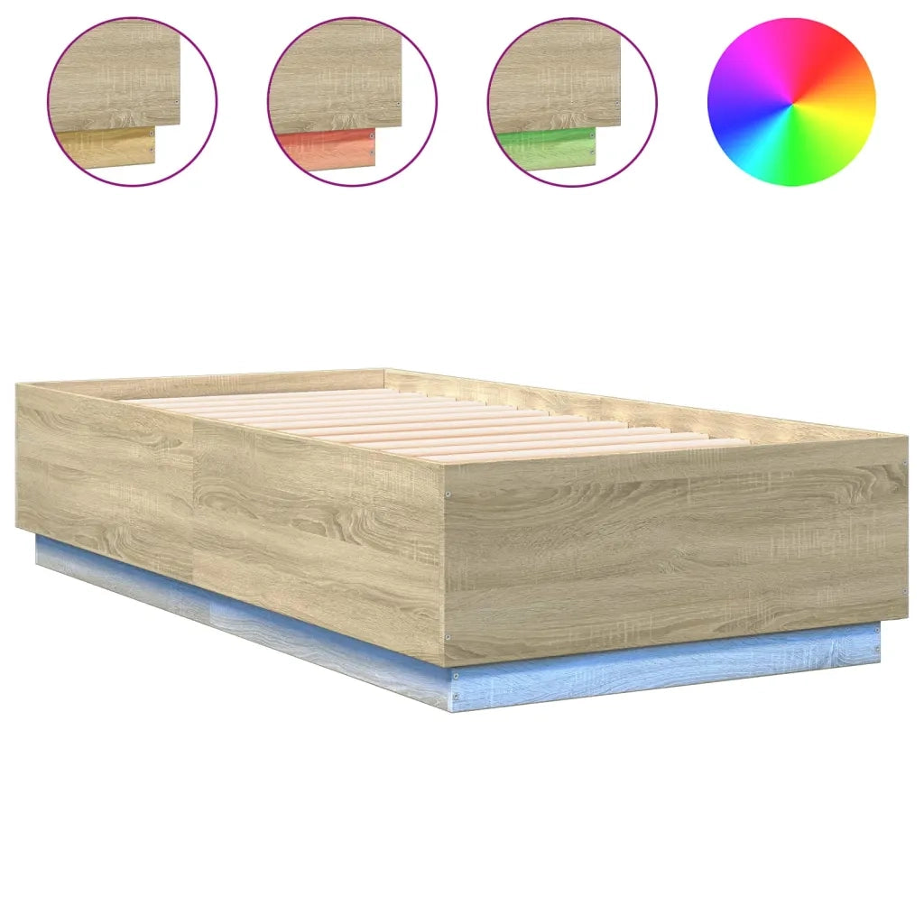 Giroletto Luci LED Rovere Sonoma 90x190 cm in Legno Multistrato 3209662