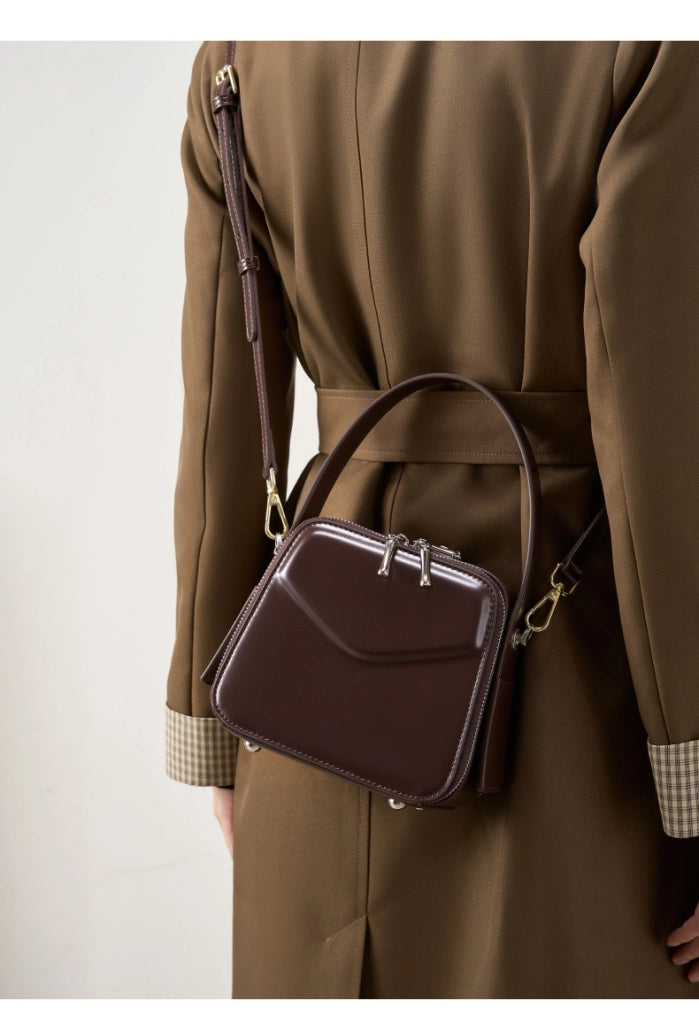 Borsa a tracolla da donna in vera pelle marrone