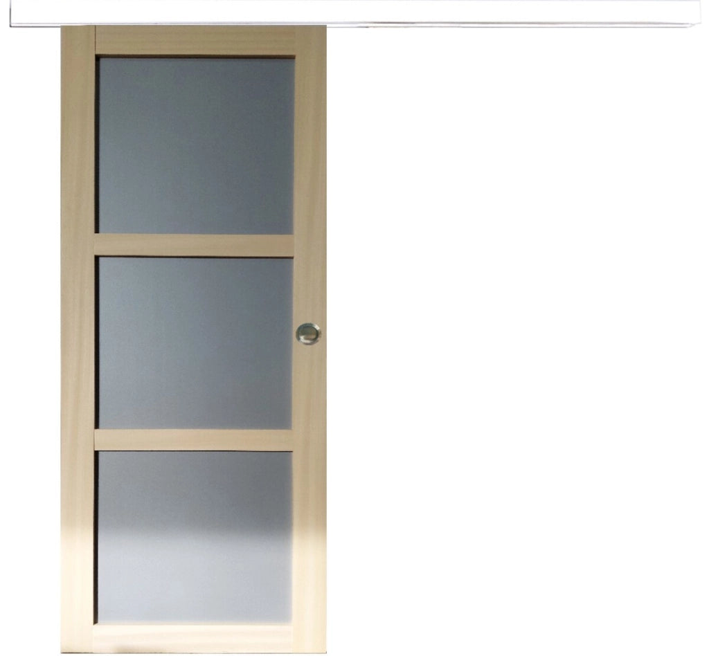 Porta Scorrevole Ayous 3 Ante Grigio RAL 7035 H204 x L83 + Binario Alluminio Bianco e 2 Gusci