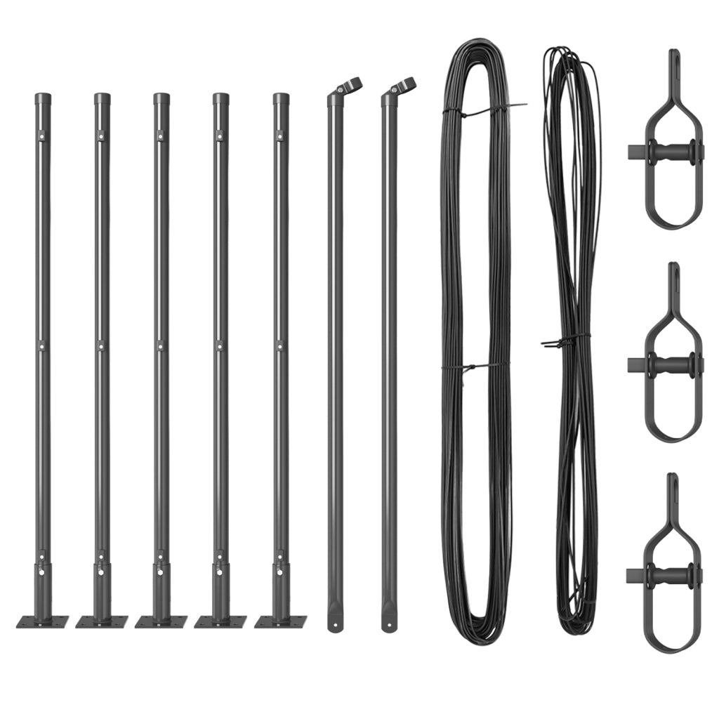 Pali recinzione con basi 7 pcs Ã˜32mm 110cm Acciaio zincato