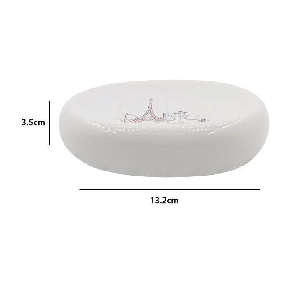 Trade Shop - Piattino Per Sapone Decorato Scritta Paris Porta Saponetta Accessori Bagno 87037 -