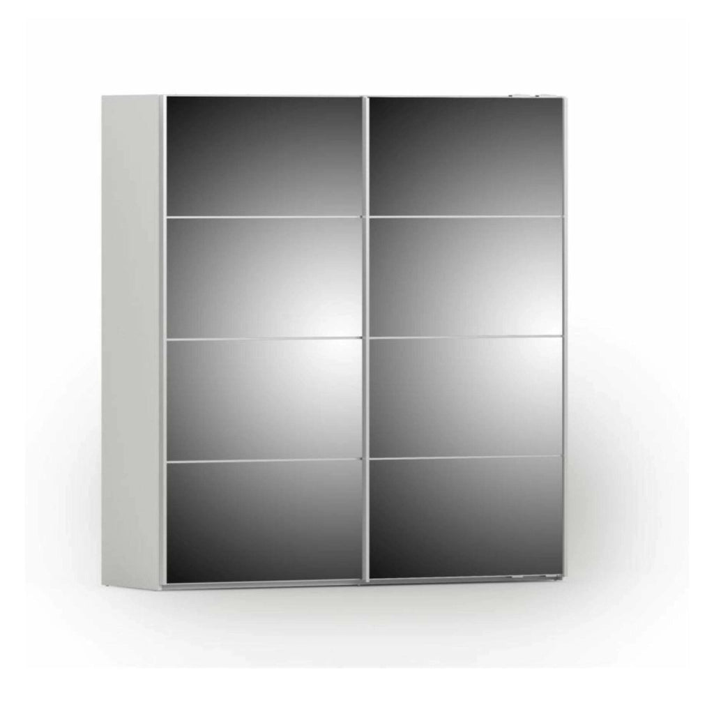 Guardaroba 2 ante Albi, Mobile camera da letto, Cabina armadio portabiti, Armadio appendiabiti, 182x64 h202 cm, Bianco