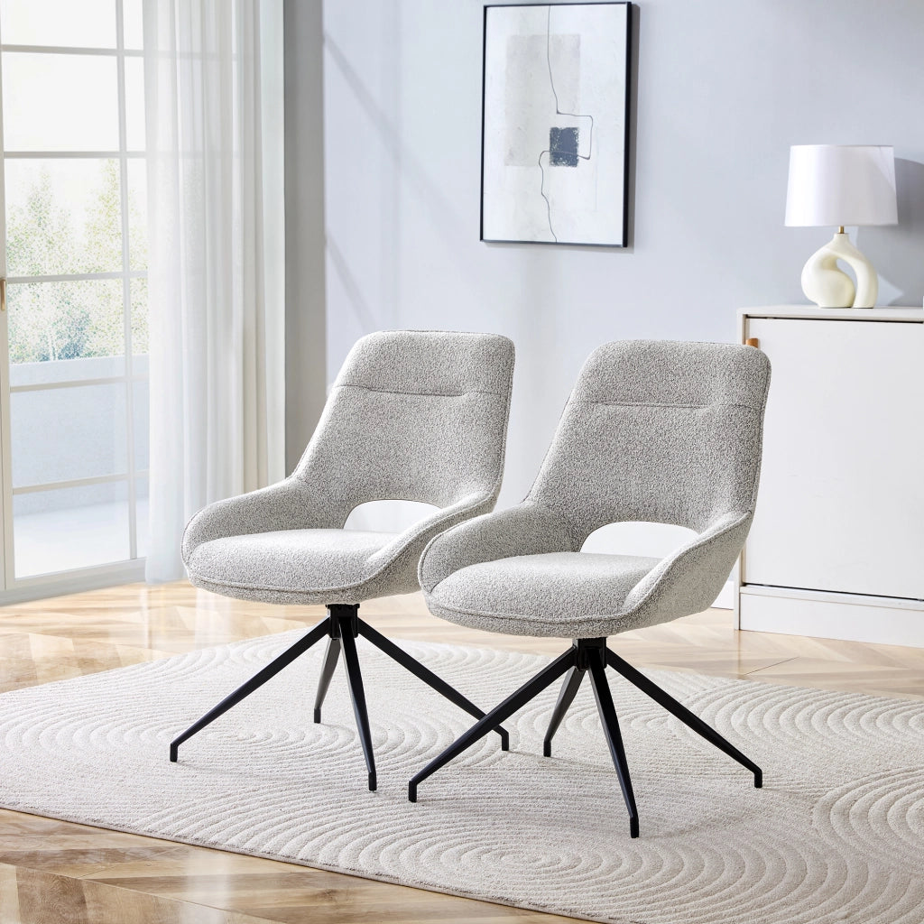 SEDIA Girevole 360° Set da 2 pezzi, 87 cm, tessuto grigio caldo, metallo nero