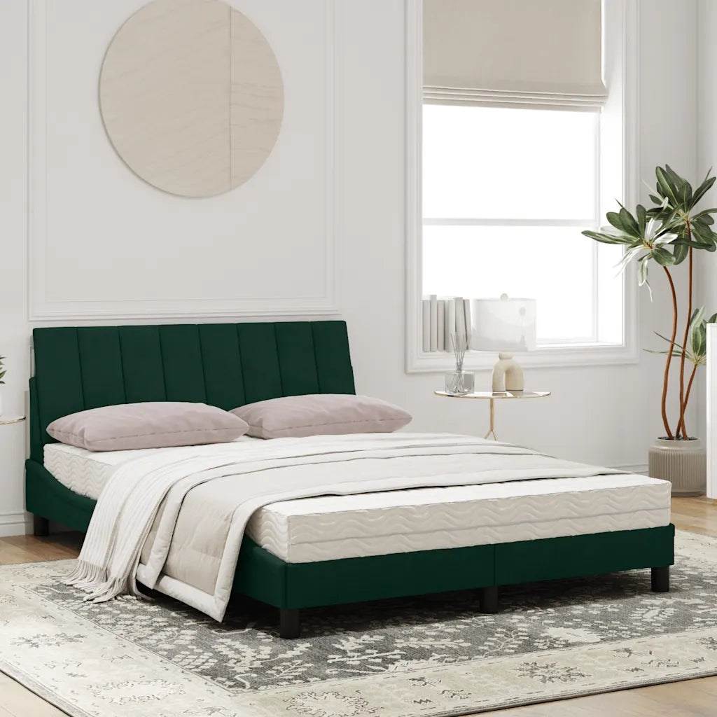 Letto con Materasso Verde Scuro 120x200 cm in Velluto