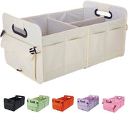 Organizzatore di Cassetto Portabagagli Auto Ripiegabile con Molti Scomparti e Cinture Adattabili - Organizzatore di Ospedalità per SUV - bianco