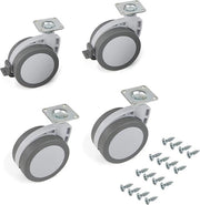 Set di 4 ruote di regolazione grigie per mobili - Diametro 80 mm - Con piatto di avvito - Rulli a rulli