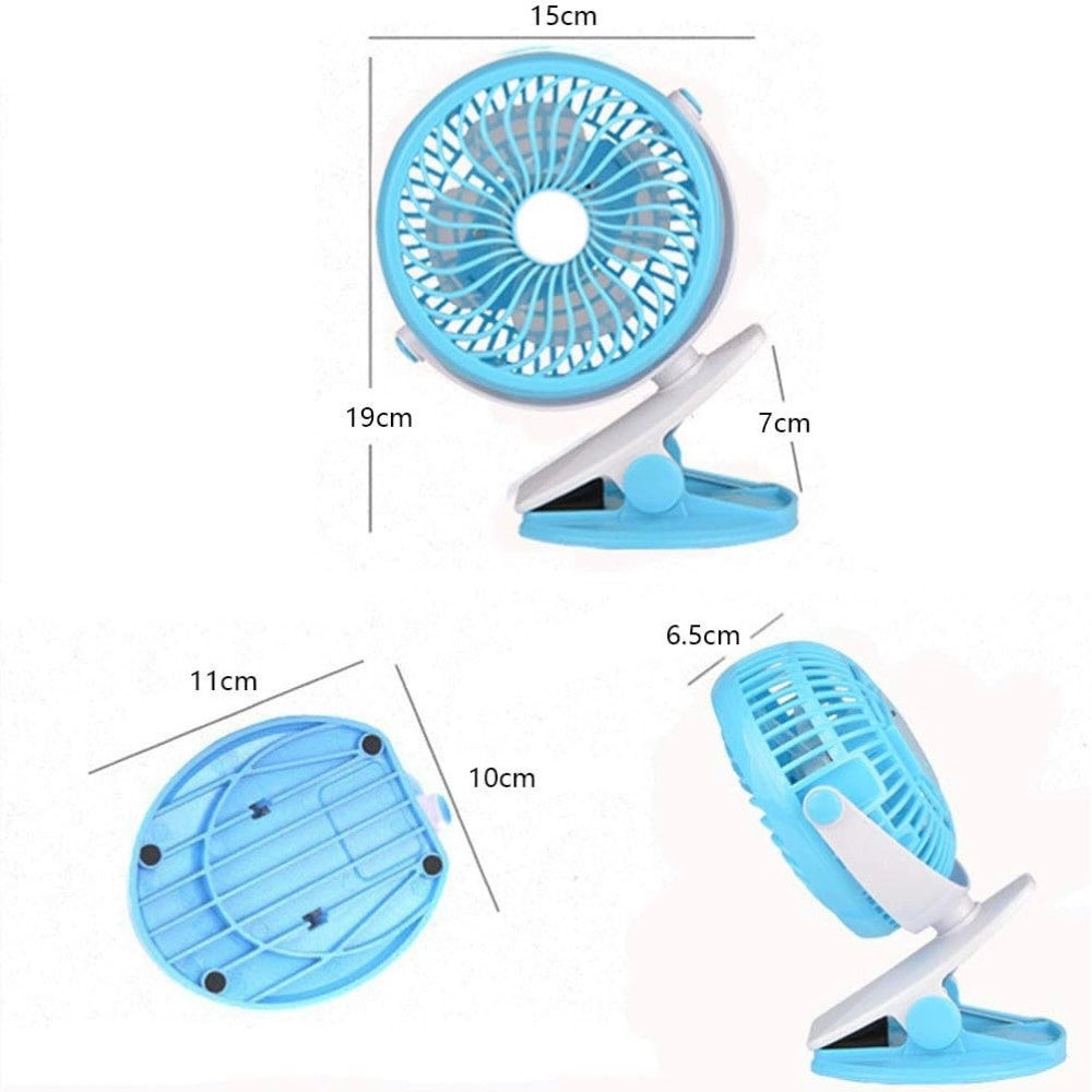 Trade Shop - Ventilatore Orientabile A 4 Pale Stand Con Pinza A Clip Rotazione A 360 Gradi -