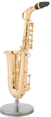 Mini Saxofono in Oro - Cassetta di Legno per Conservazione - Standard - Decorazione - Collezione di Poppanti - Ideale per i Muzikanti - Ornamento Saxofonico
