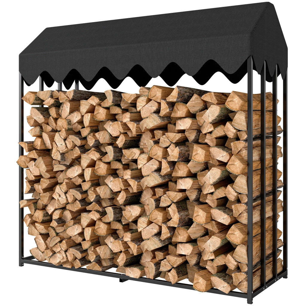 Porta Legna da Esterno ¨C Zephmum ¨C 186x70x185 cm Nero Acciaio