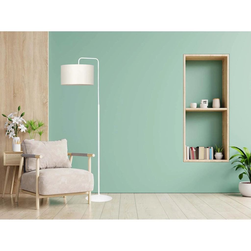 Piantana Contemporaneo Sigfrido Acciaio Bianco Ecru 1 Luce E27 Ip20