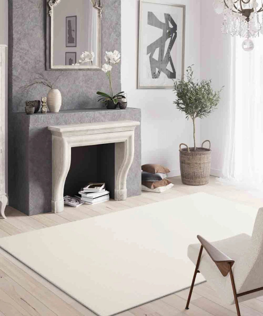 Tappeto FEEL BIANCO cm.160x230 tinta unita moderno, pelo morbido resistente e lavabile in lavatrice
