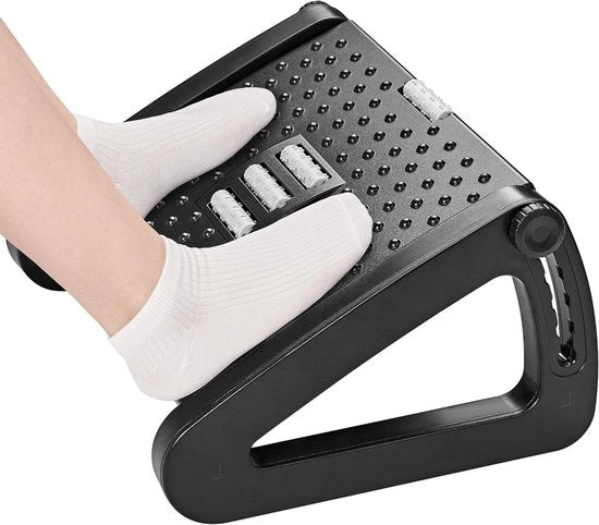 Sostegno per piedi regolabile in altezza con funzione di massaggio per ufficio e casa - Bancarella per piedi ergonomica