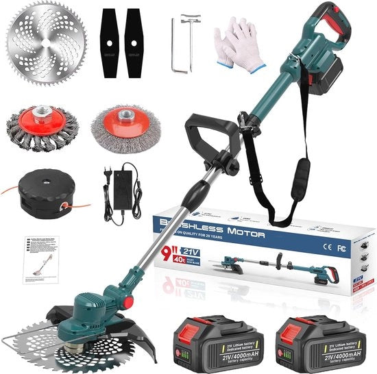 Tagliaerba a Batteria 750W con Pettine per Erbacce e Lunghezza Regolabile – Ideale per Manutenzione del Giardino