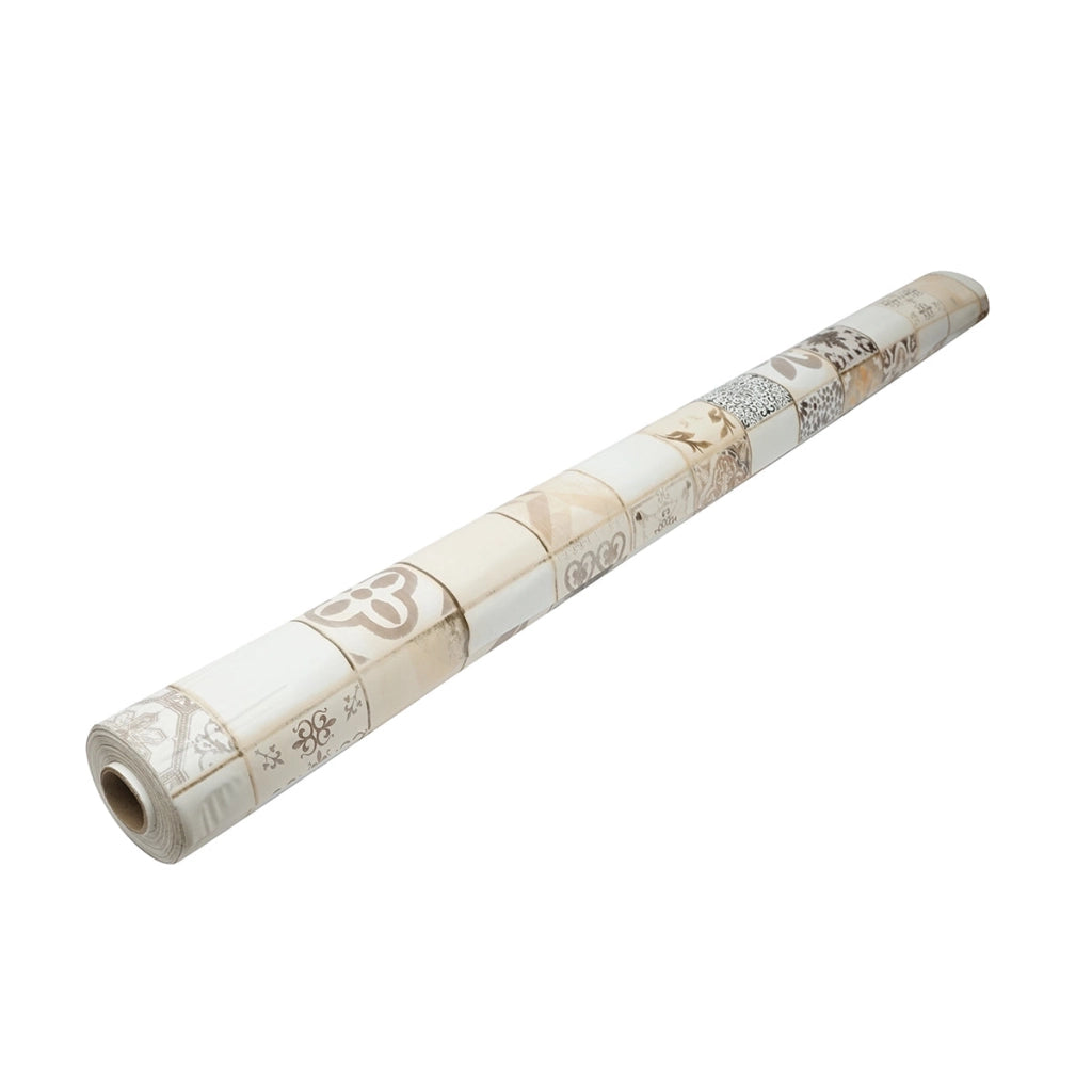 Rotolo tovaglia decorativa in PVC – modello mosaico naturale Materiale: PVC con supporto tessile (45 g/m²)  Dimensioni rotolo: 1,37 × 20 m Breckner Germany