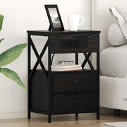 vidaXL Armadio da Notte con cassetto 2 pcs Rovere nero 40 x 31 x 60 cm