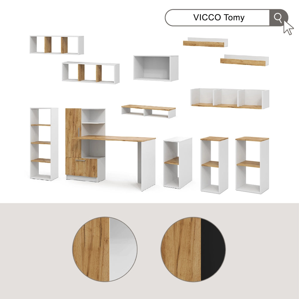 Vicco Libreria da parete Rovere bianco/dorato 90 x 20 cm